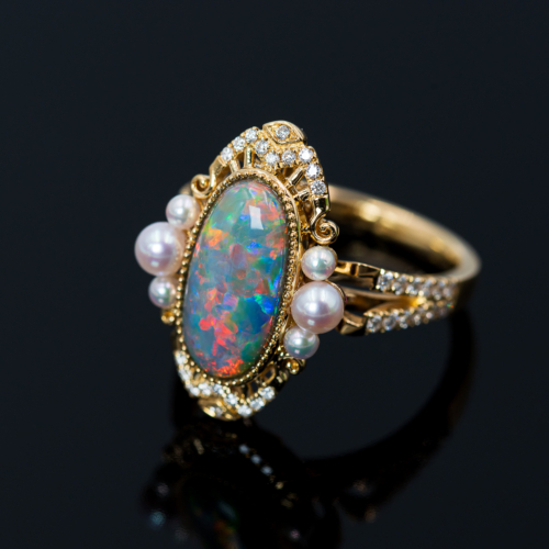 pearl encircled opal ring 3 1 