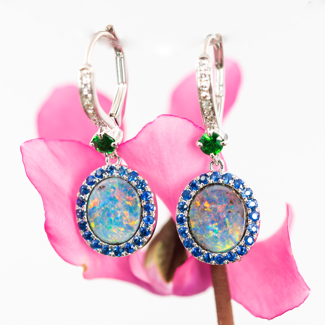 boulder opal sapphire earrings 1 1