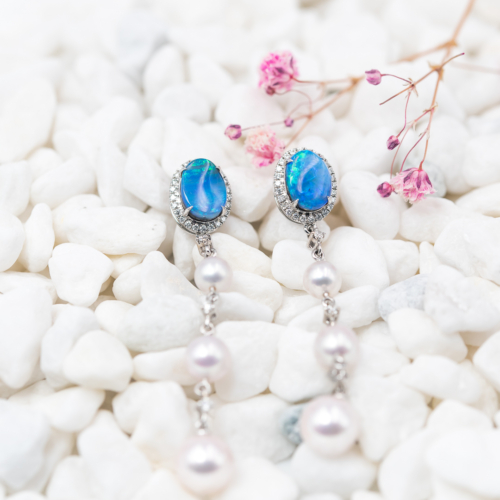 opal and 3 pearl drop earrings 1 1 