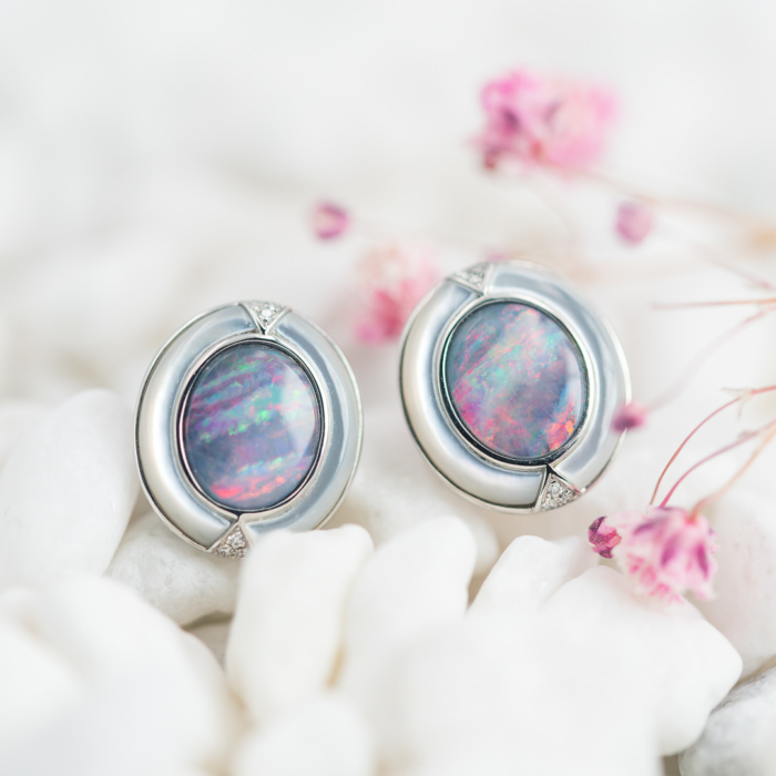 opal and shell stud earrings 1 1