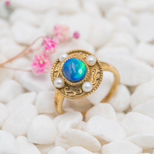 round opal shield ring 1 1