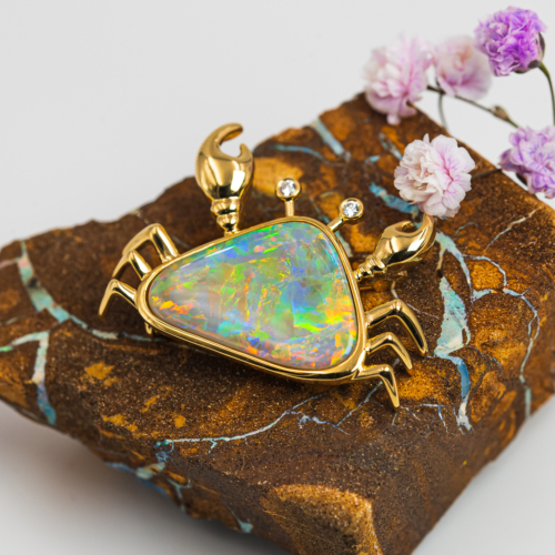 black opal lucky crab brooch 1