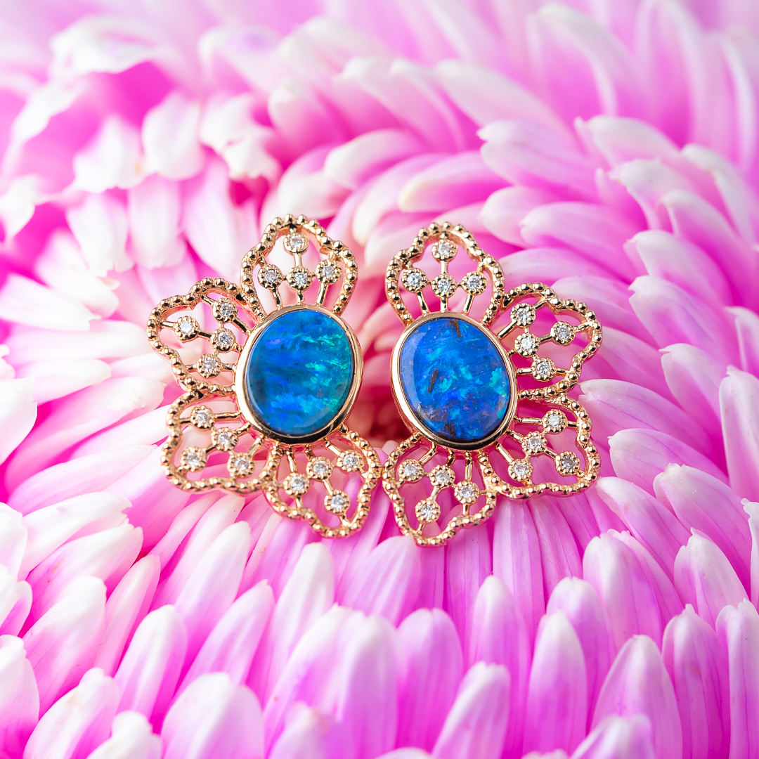 partial flower earrings studs 1