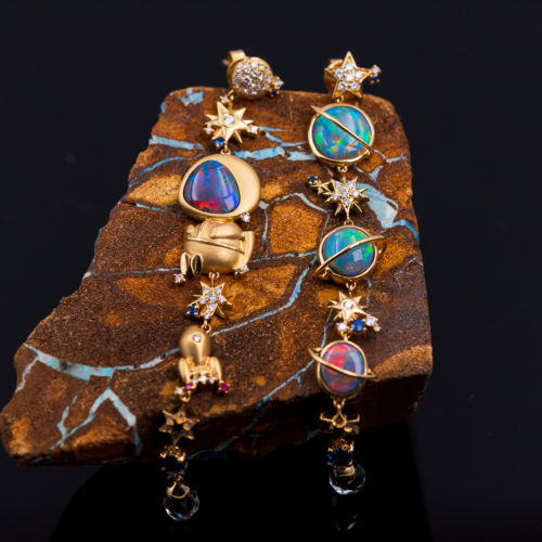 astronaut black opal drop earrings 1