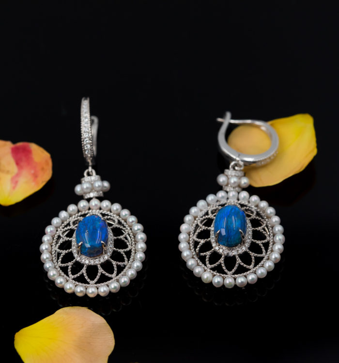 dream catcher black opal earrings 1