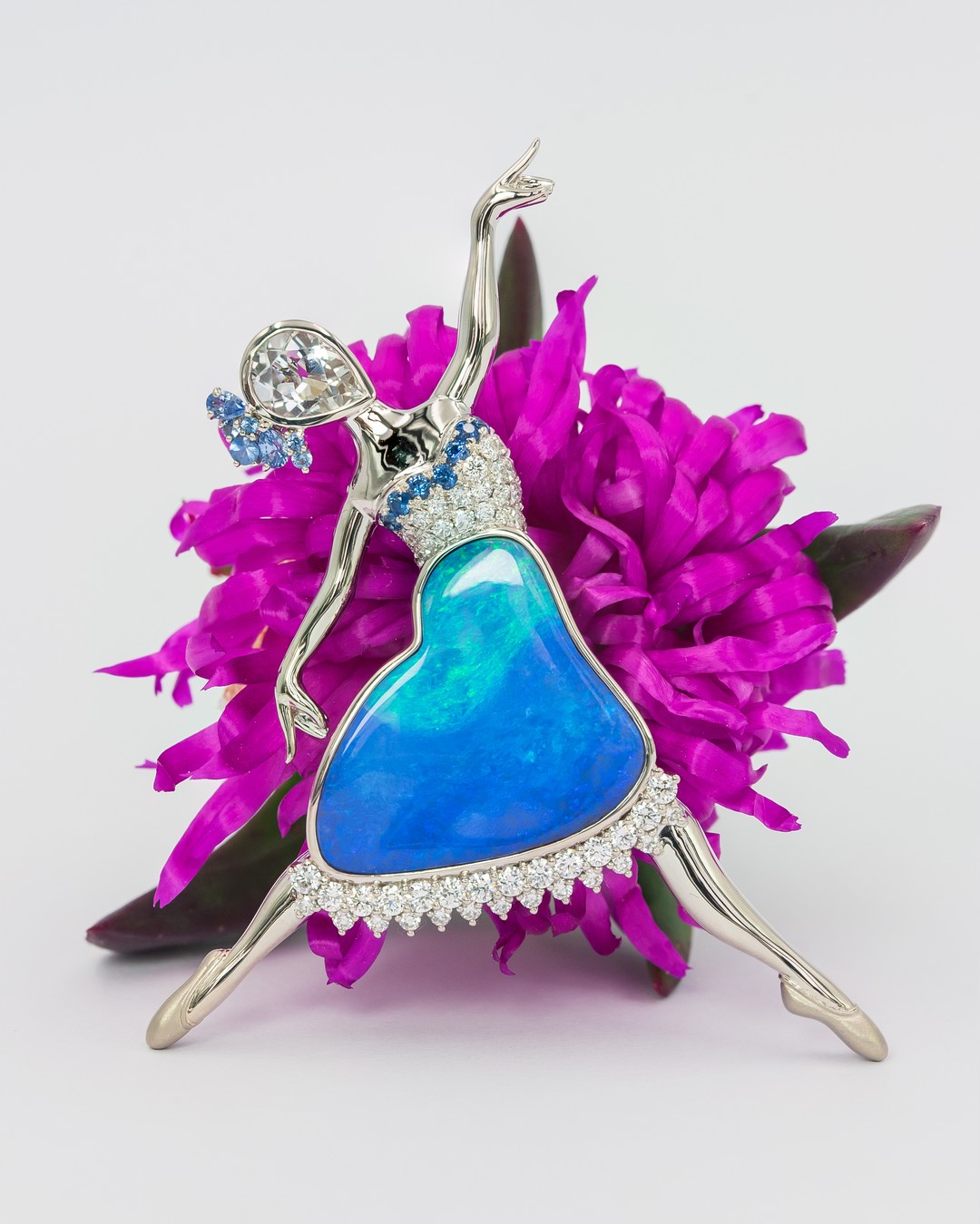 Ballerina Black Opal Dancer Brooch