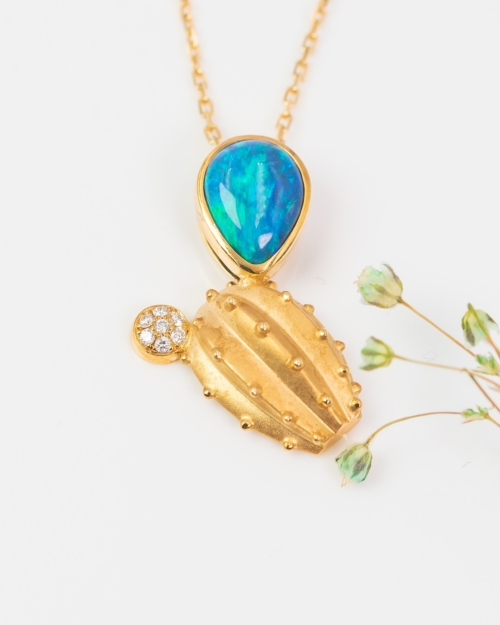 Alternative view of Black Opal Cactus Pendant
