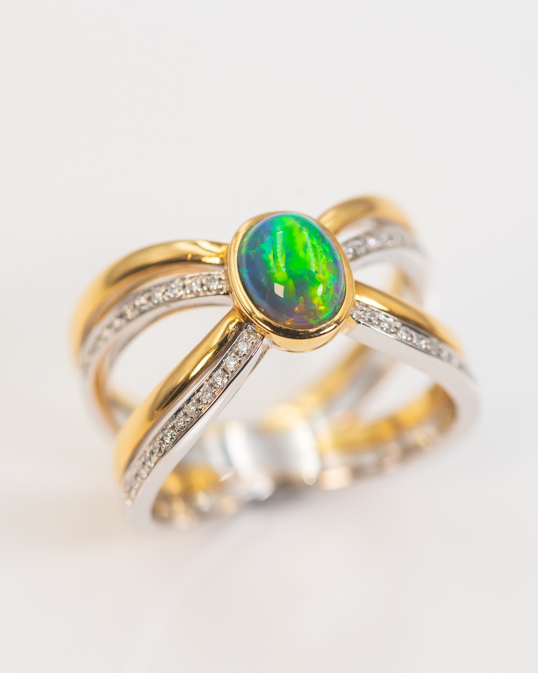 Black Opal Layered Harness Ring