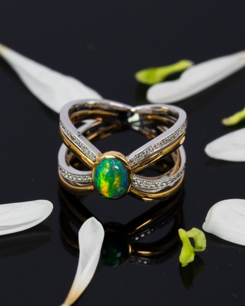 Alternative view of Black Opal Layered Harness Ring