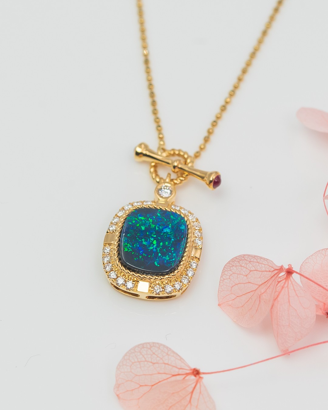 Boulder Opal Anchor Pendant