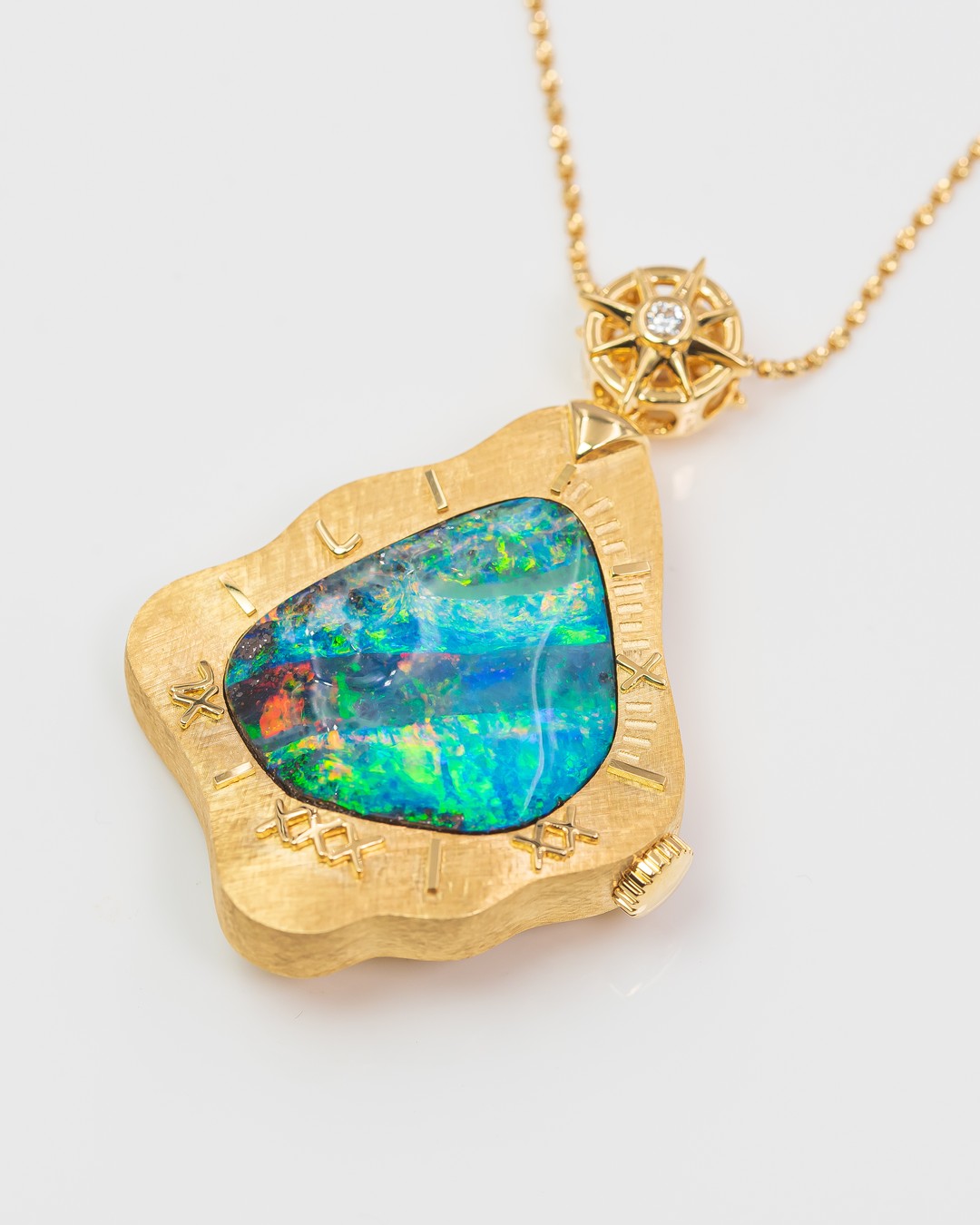 Boulder Opal Dream Clock Pendant