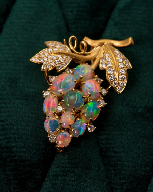 Alternative view of Crystal Opal Grape Vine Brooch