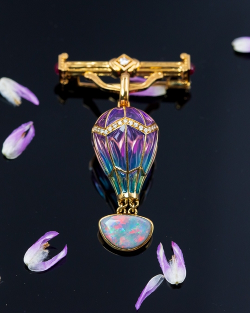 Alternative view of Enamel Hot Air Balloon Pendant