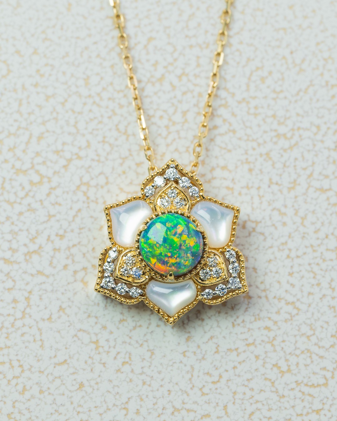 Gardenia Black Opal Flower Pendant - Image 2