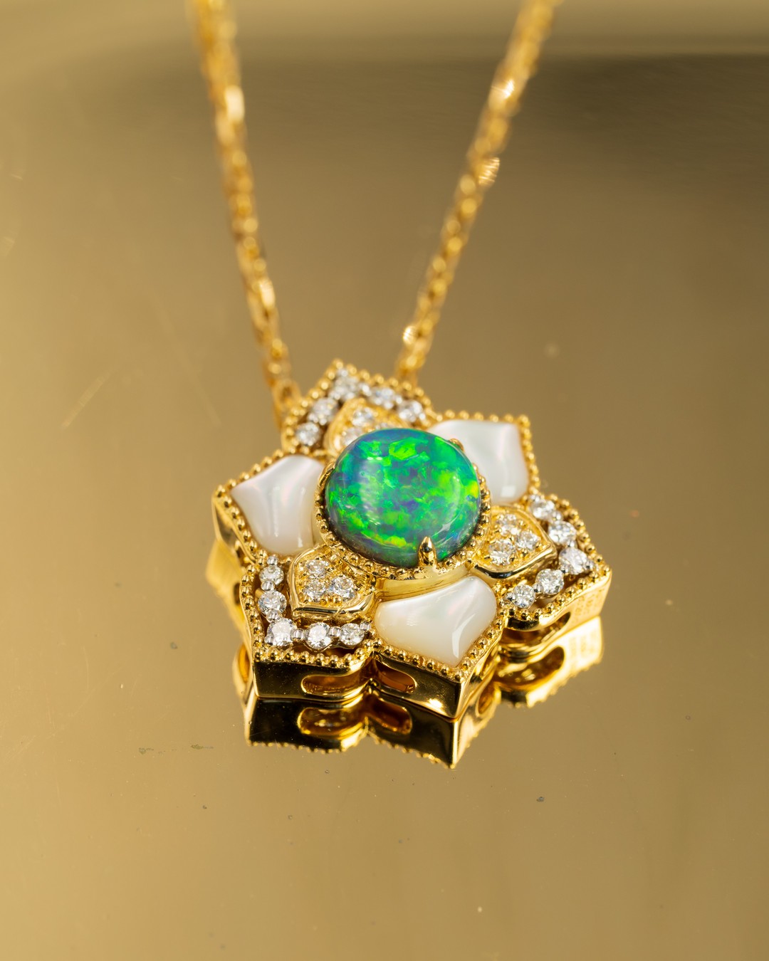 Gardenia Black Opal Flower Pendant - Image 4