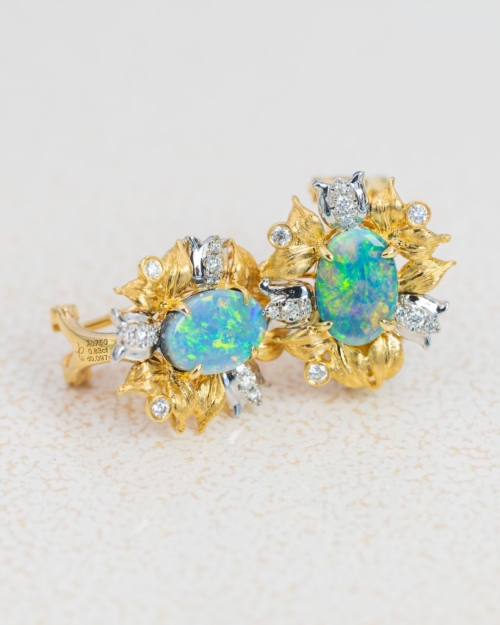 Alternative view of Opal Alocasia Gold Earrings