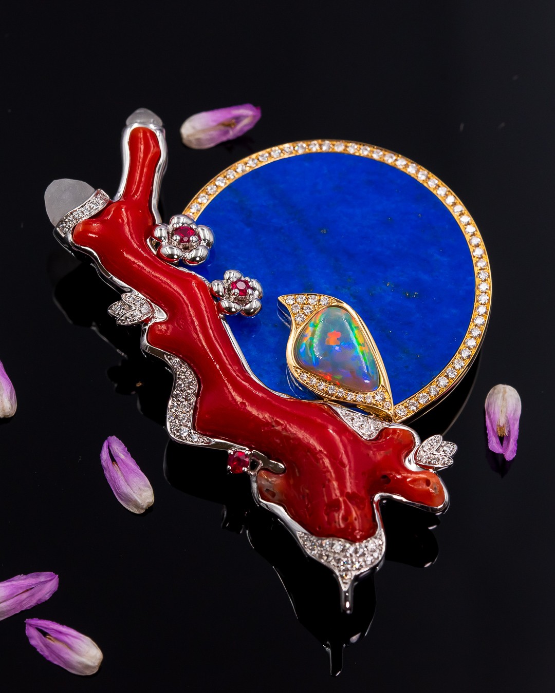 Opal Magpie Spring Bloom Brooch
