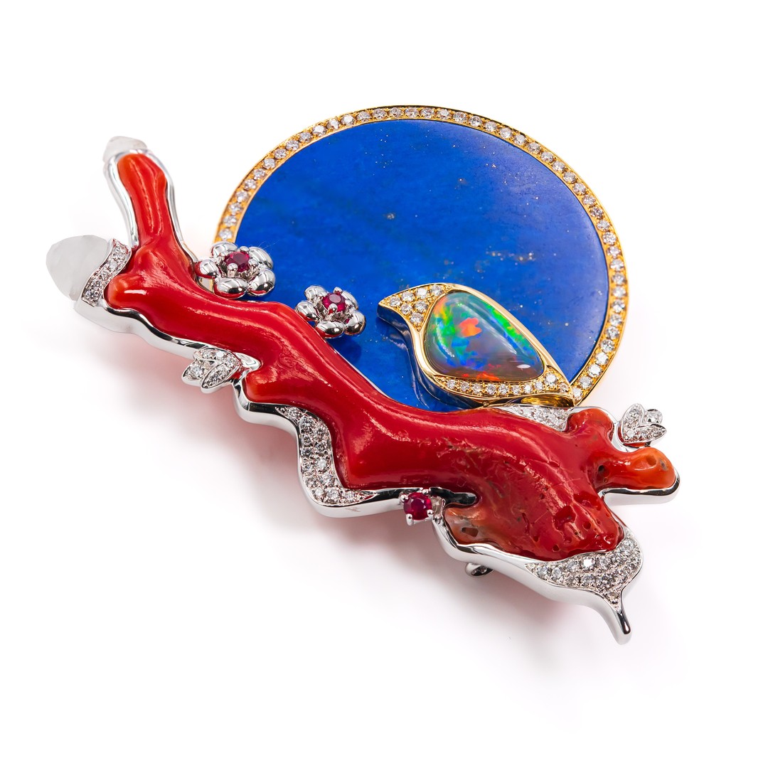 Opal Magpie Spring Bloom Brooch - Image 2