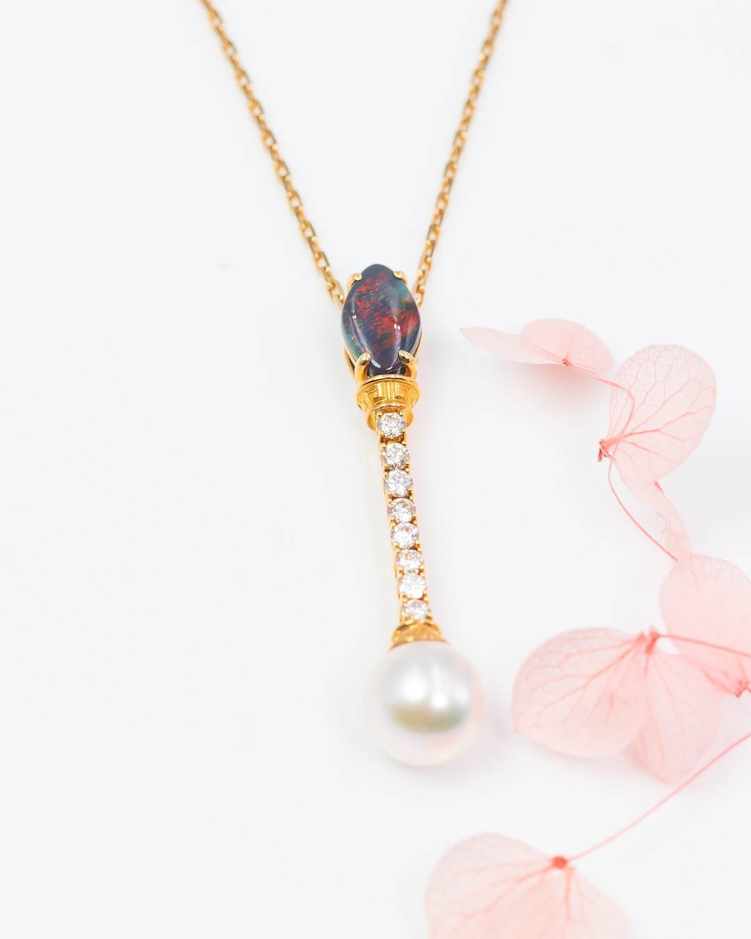 Opal Matchstick Pearl Pendant