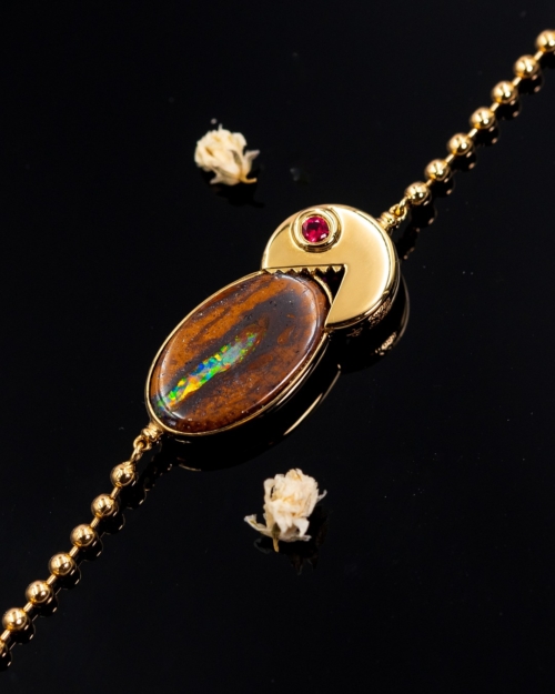 Alternative view of Pac-Man Coffee Bean Bracelet