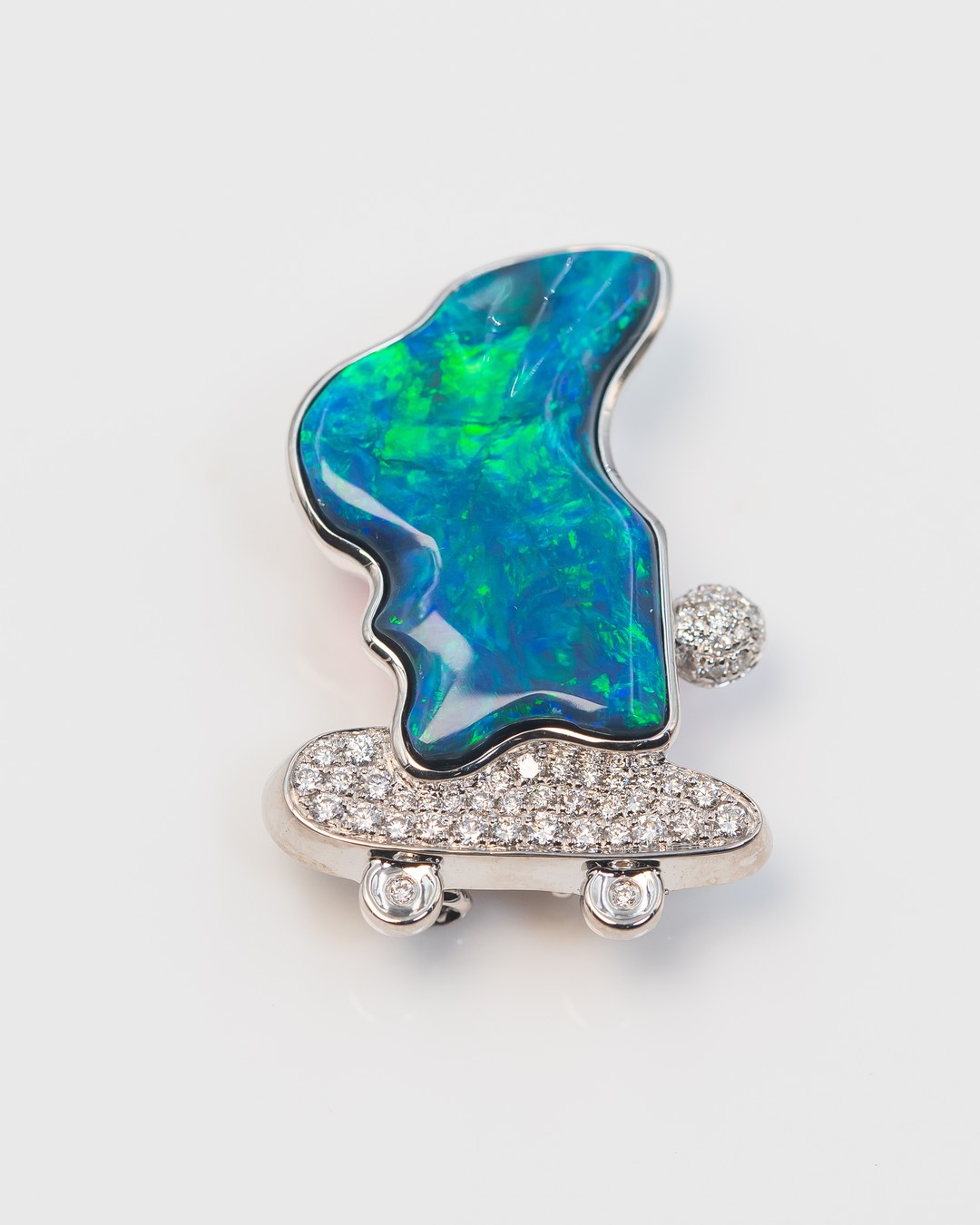 Skating Opal Rabbit Brooch