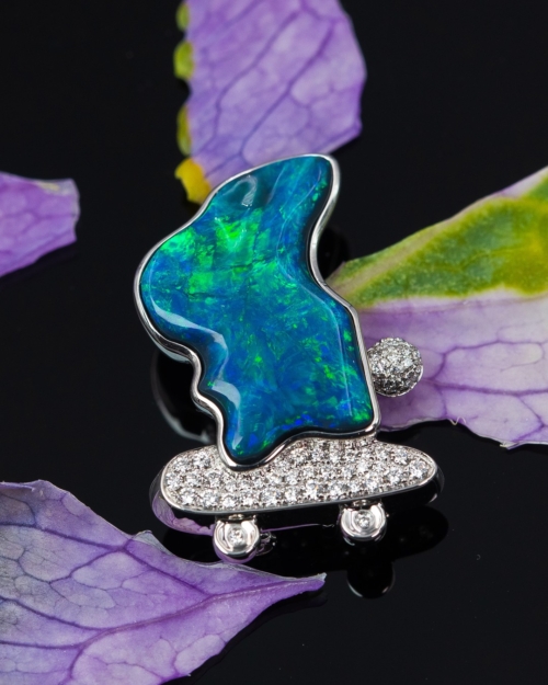 Alternative view of Skating Opal Rabbit Brooch